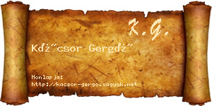 Kácsor Gergő névjegykártya